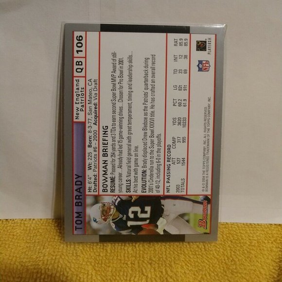2004 TOM BRADY BOWMAN CHROME CARD #106  READY FOR GRADING NEW (last one) - Picture 6 of 7